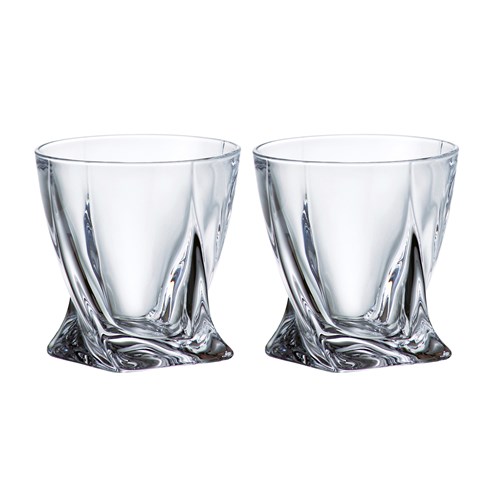 Bohemia Quadro Crystalite Whisky Glasses 340ml - Customer Favourite